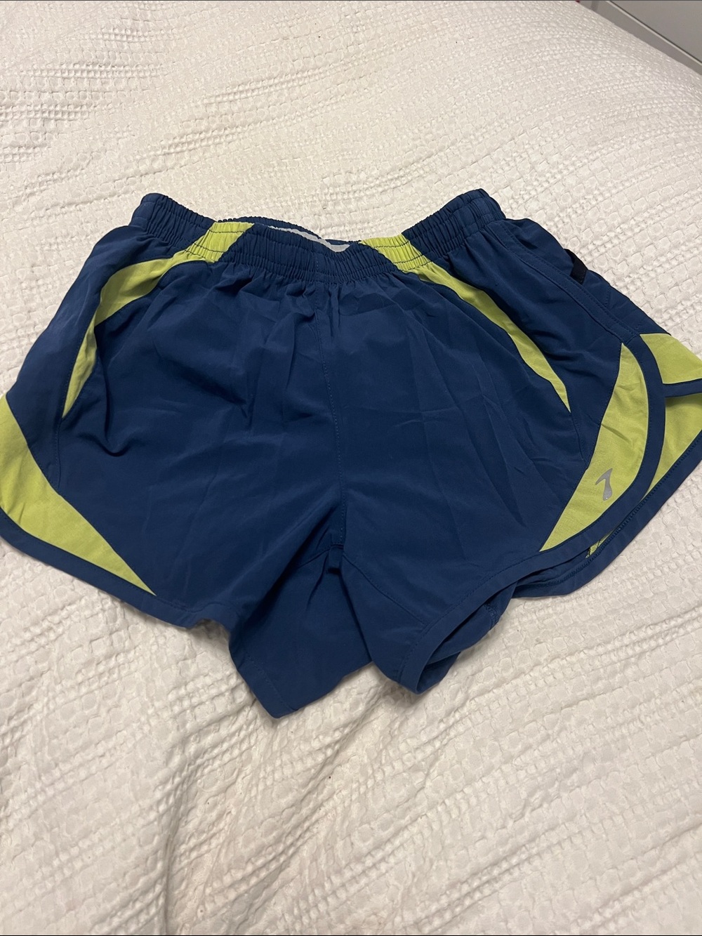 Brooks Navy and Lime Athletic Running Shorts